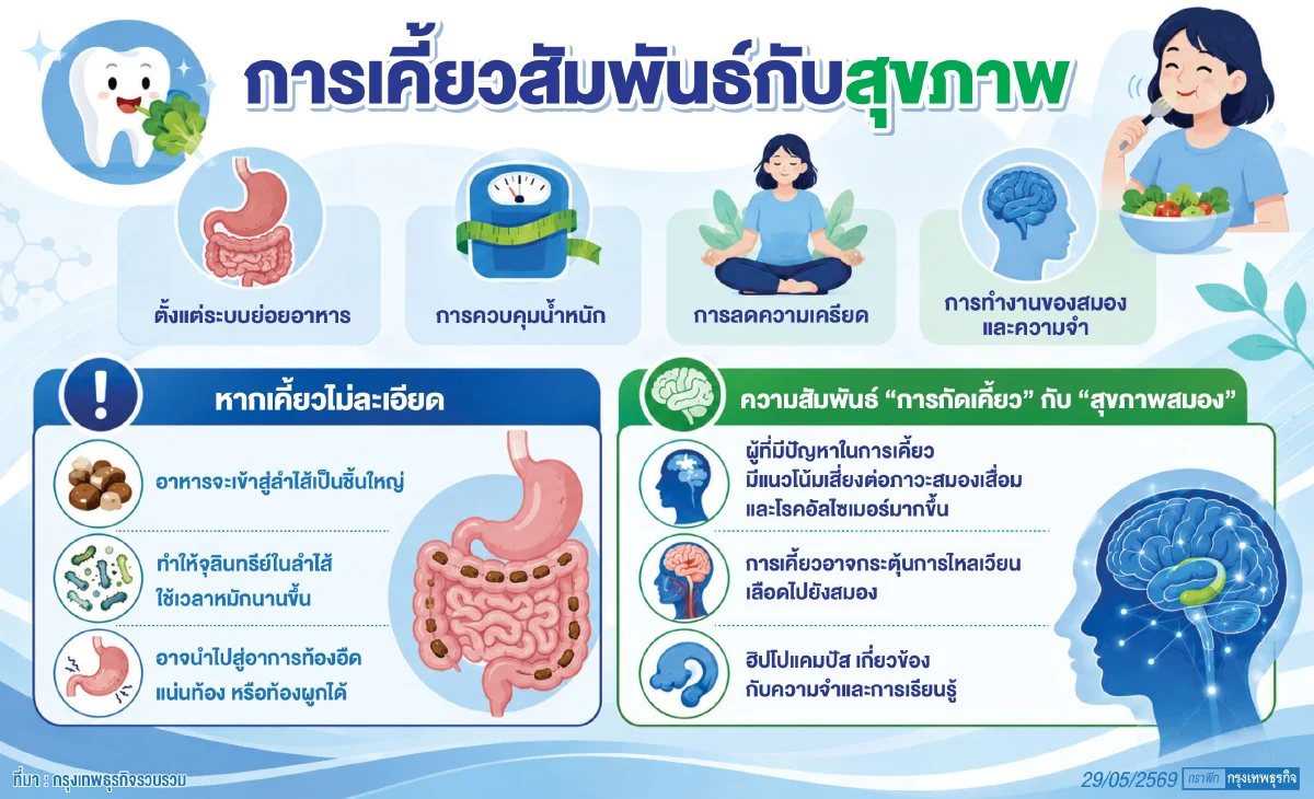 เคี้ยวช้าลง สมองดีขึ้น? วิทยาศาสตร์เผยพลังของการ ‘เคี้ยวอาหาร’