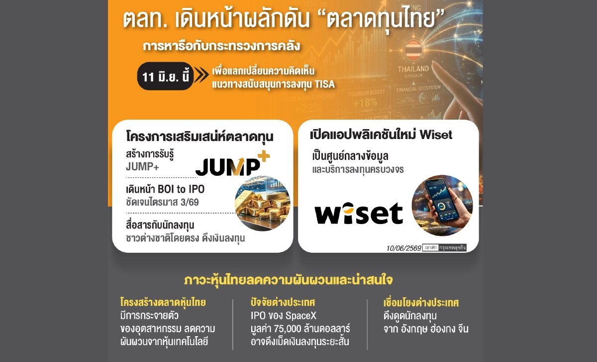 ตลท.เร่งหารือคลัง11มิ.ย.นี้ ผลักดัน'ทิสา'หนุนออมยาว